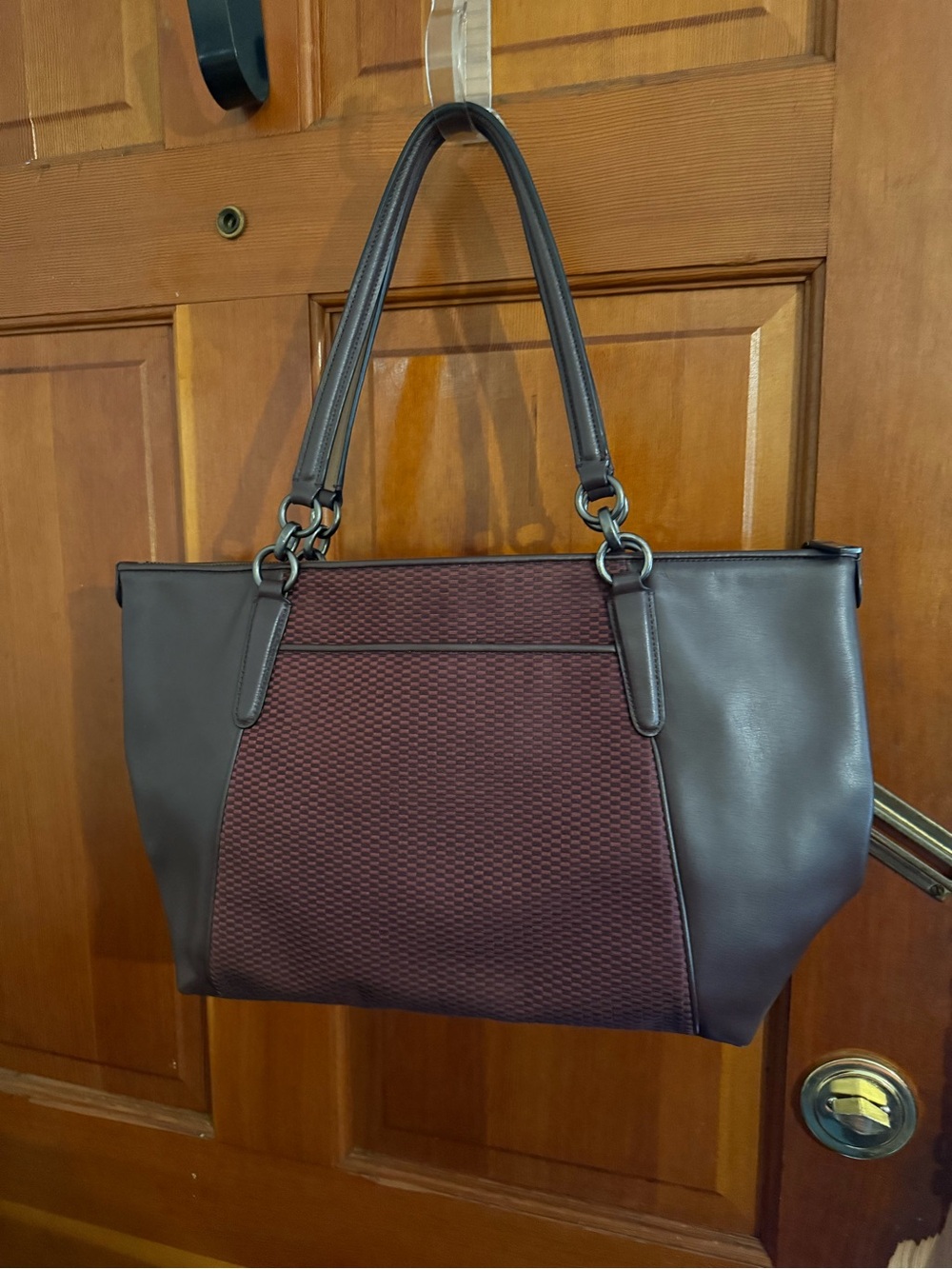 Coach Maroon and Tan Leather Patch Shoulder Bag - Picture 8 of 11